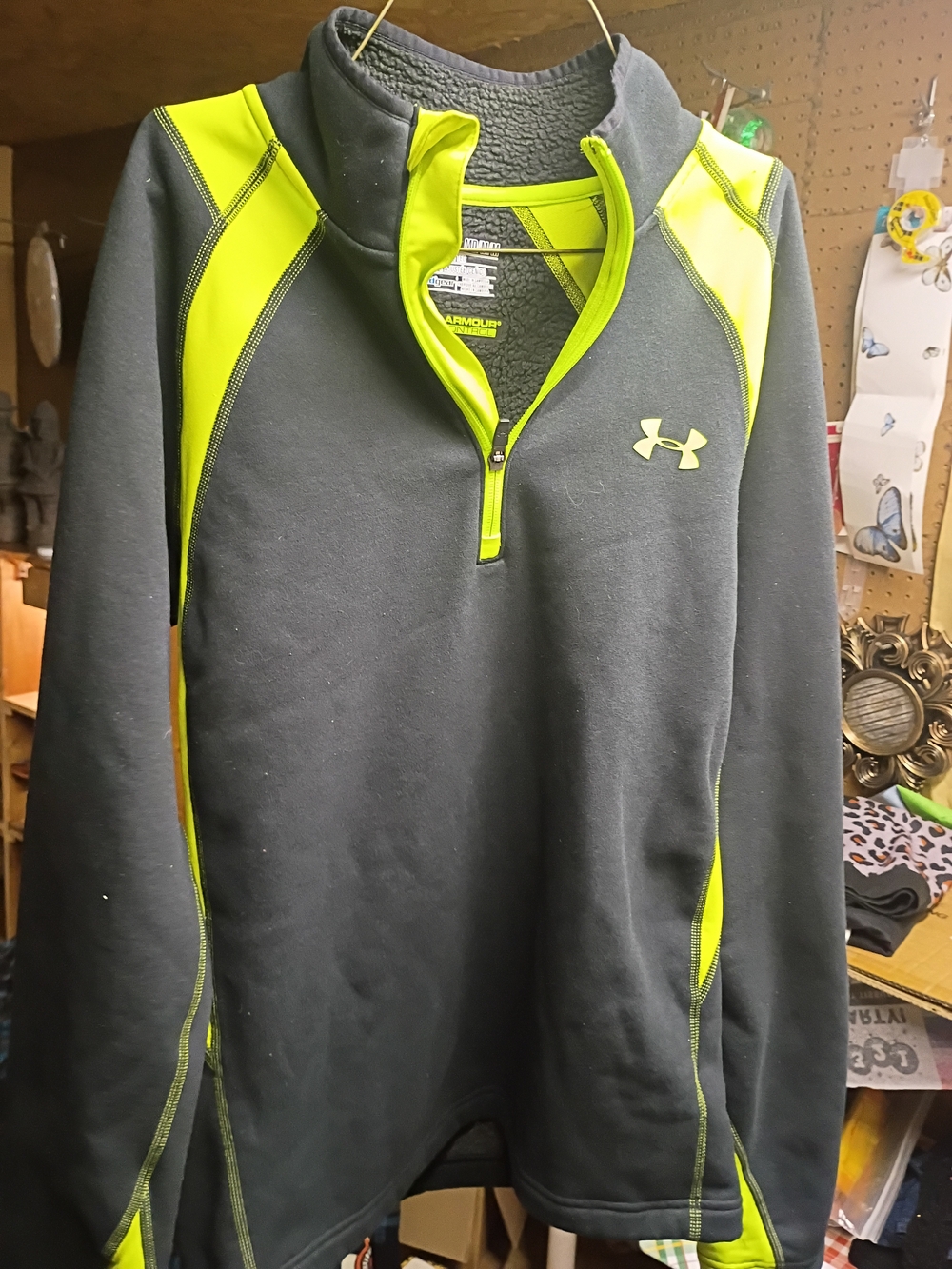 Under Armour Men’s Black & Neon Yellow Quarter-Zip Pullover Sweater